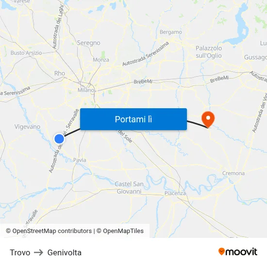 Trovo to Genivolta map