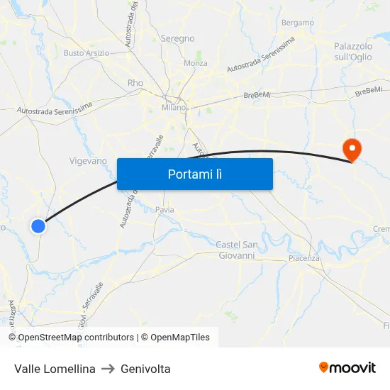 Valle Lomellina to Genivolta map