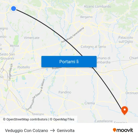 Veduggio Con Colzano to Genivolta map