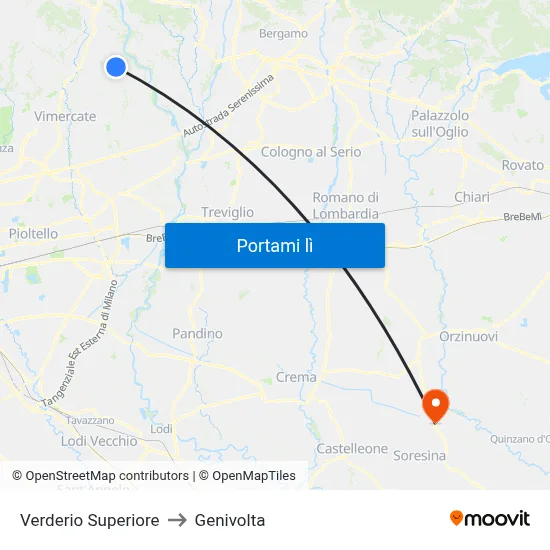 Verderio Superiore to Genivolta map