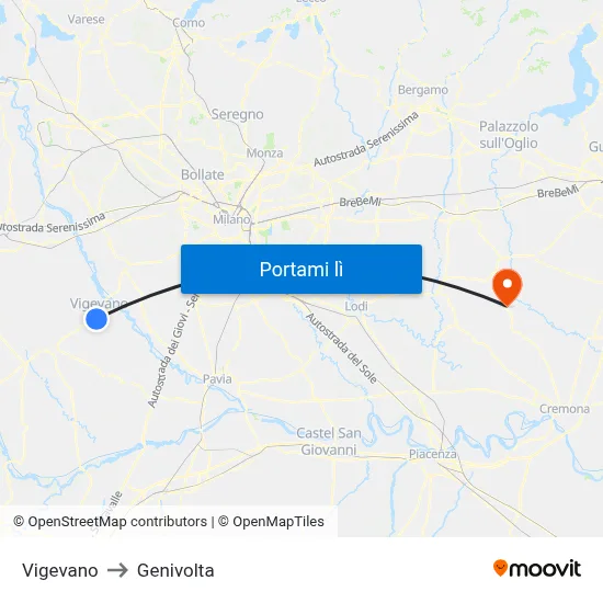 Vigevano to Genivolta map