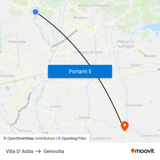 Villa D' Adda to Genivolta map