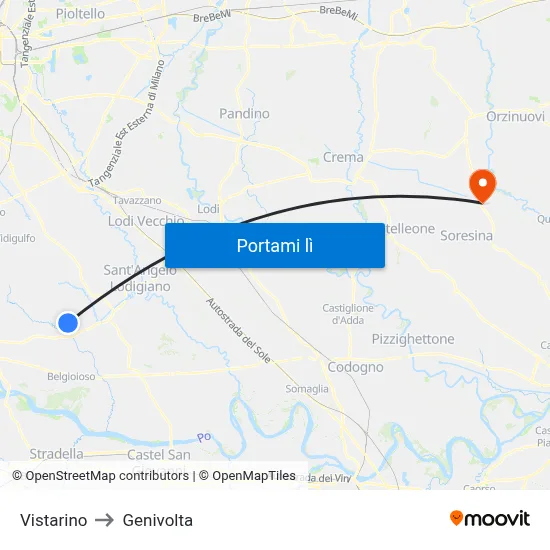 Vistarino to Genivolta map