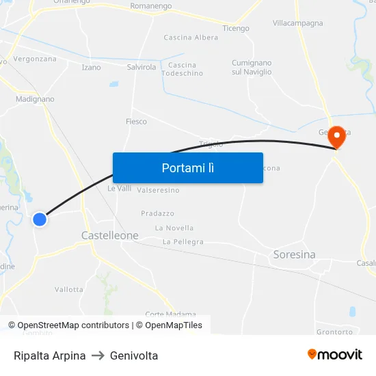 Ripalta Arpina to Genivolta map