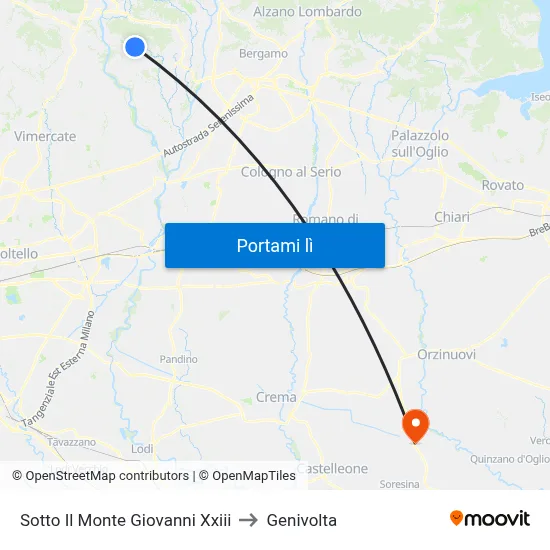 Sotto Il Monte Giovanni Xxiii to Genivolta map