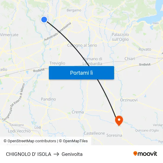 CHIGNOLO D' ISOLA to Genivolta map