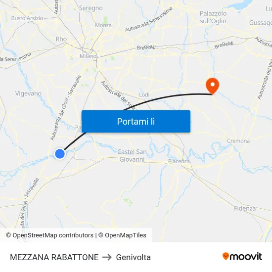 MEZZANA RABATTONE to Genivolta map