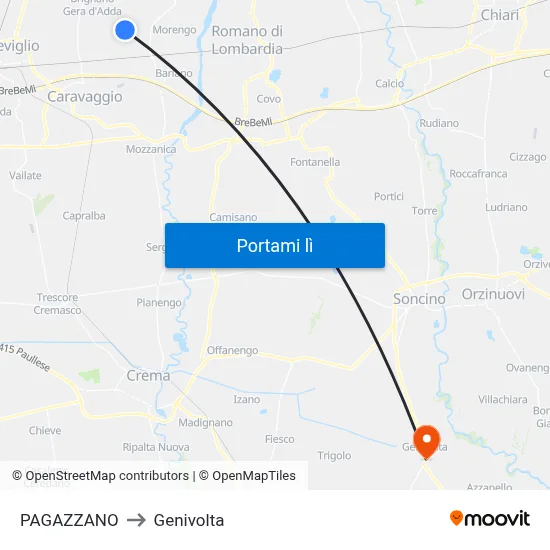 PAGAZZANO to Genivolta map