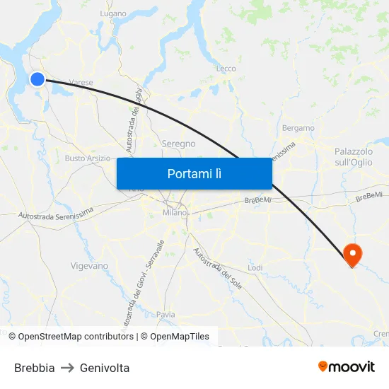 Brebbia to Genivolta map