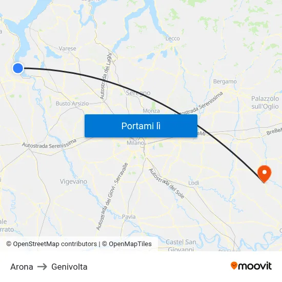 Arona to Genivolta map