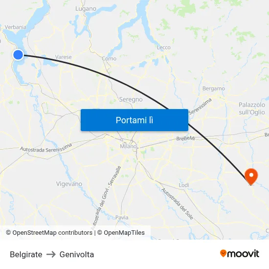 Belgirate to Genivolta map