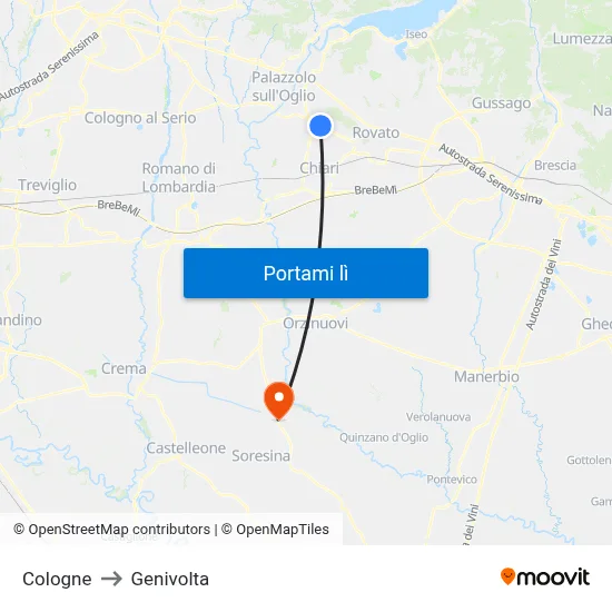 Cologne to Genivolta map