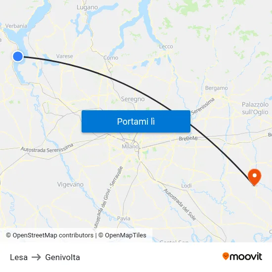 Lesa to Genivolta map