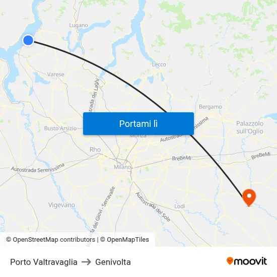 Porto Valtravaglia to Genivolta map