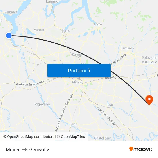 Meina to Genivolta map