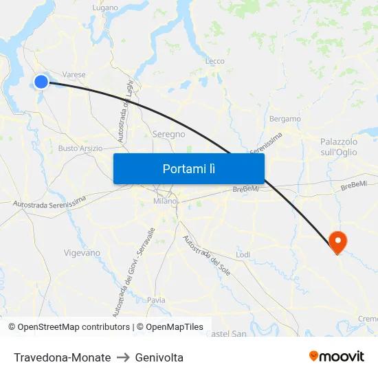 Travedona-Monate to Genivolta map