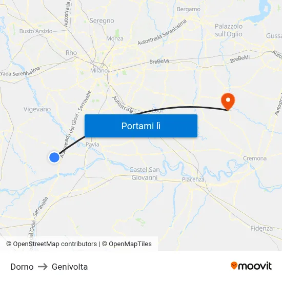 Dorno to Genivolta map