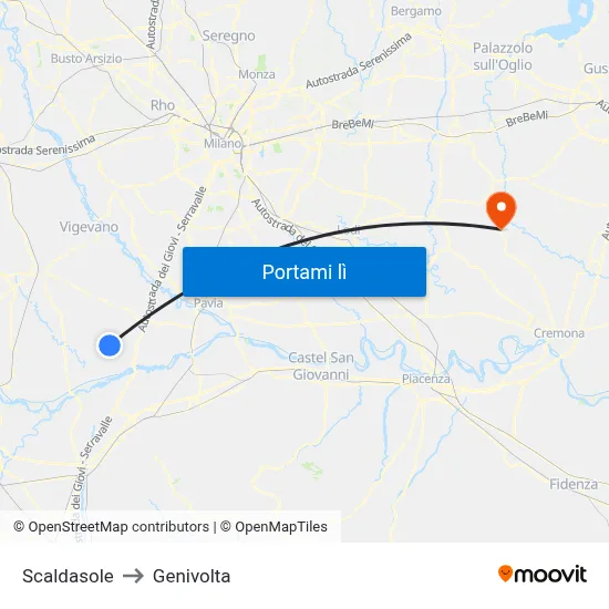 Scaldasole to Genivolta map