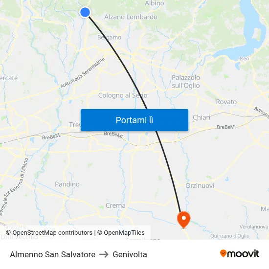 Almenno San Salvatore to Genivolta map