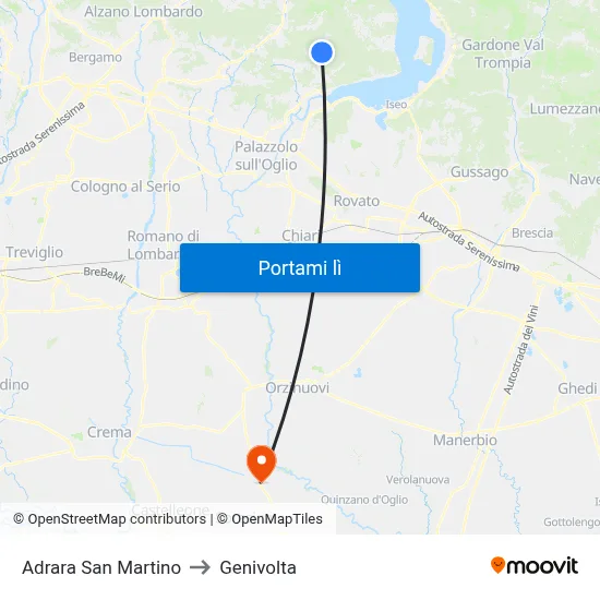 Adrara San Martino to Genivolta map
