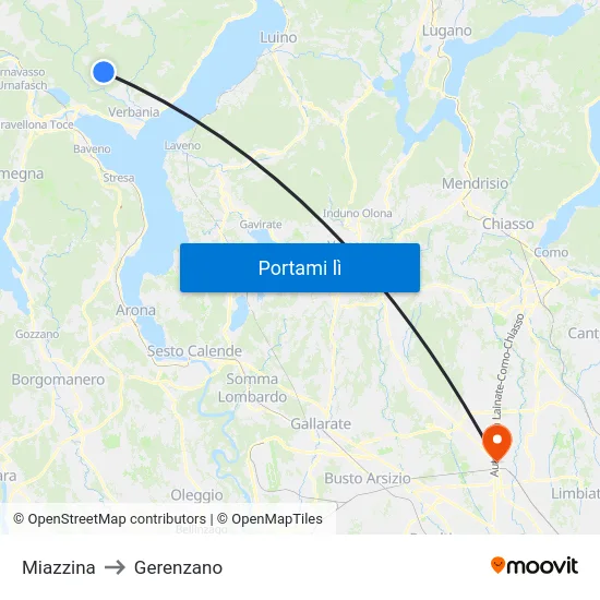 Miazzina to Gerenzano map