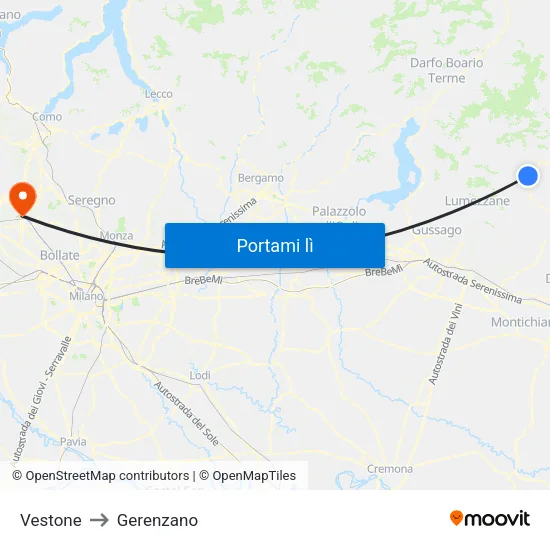 Vestone to Gerenzano map