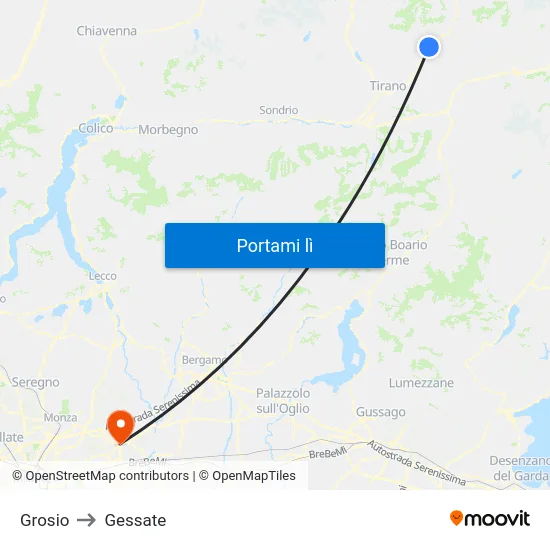 Grosio to Gessate map