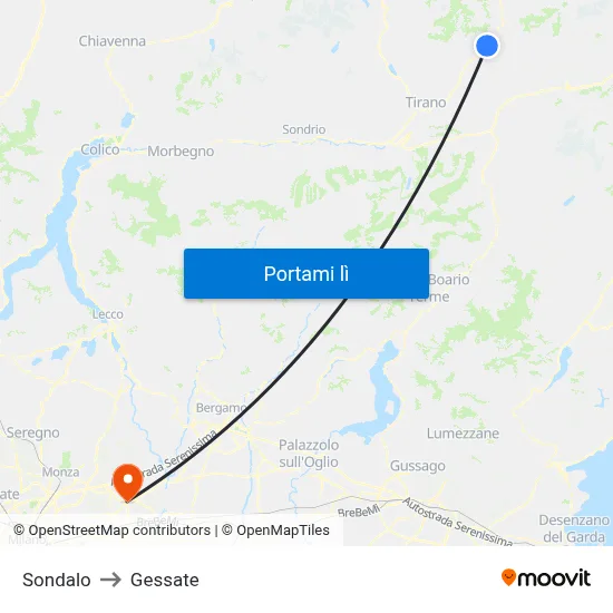 Sondalo to Gessate map