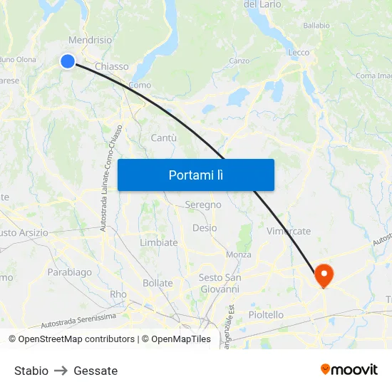 Stabio to Gessate map