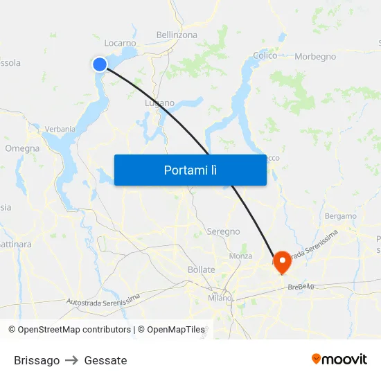 Brissago to Gessate map