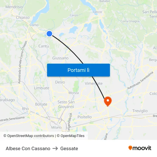 Albese Con Cassano to Gessate map