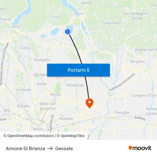 Annone Di Brianza to Gessate map