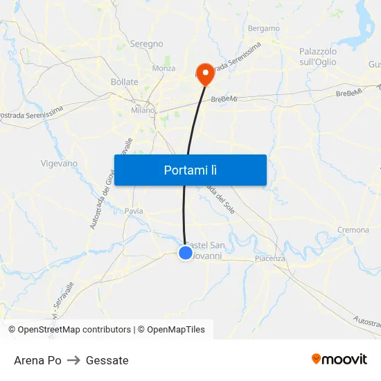 Arena Po to Gessate map