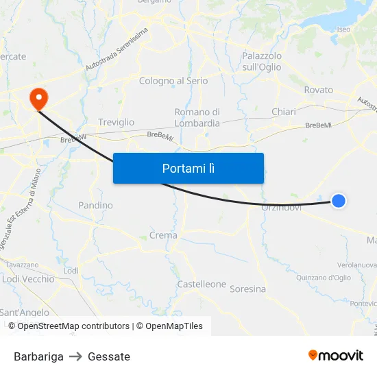 Barbariga to Gessate map