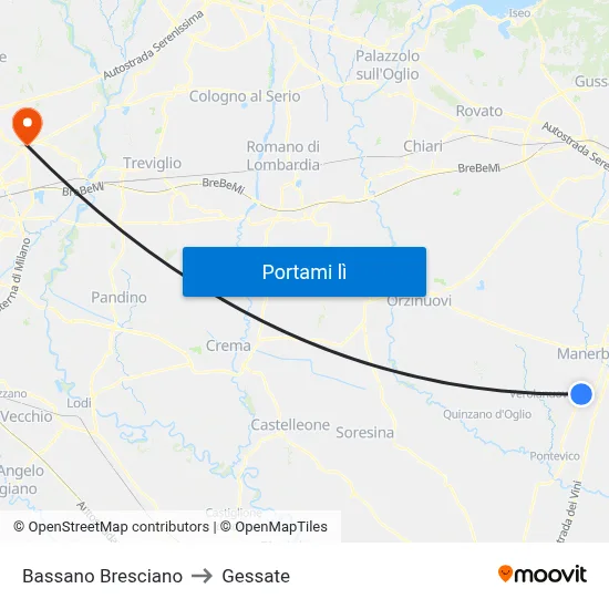 Bassano Bresciano to Gessate map