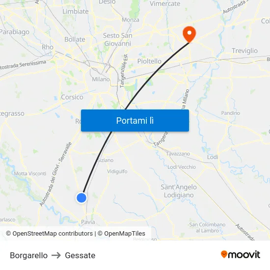 Borgarello to Gessate map