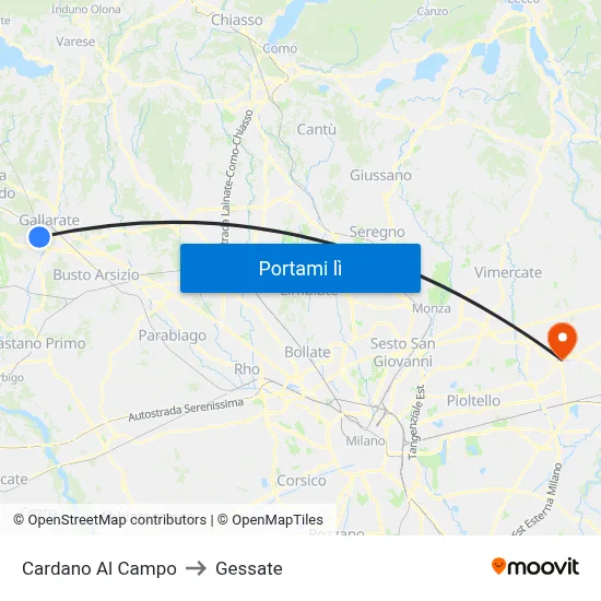 Cardano Al Campo to Gessate map