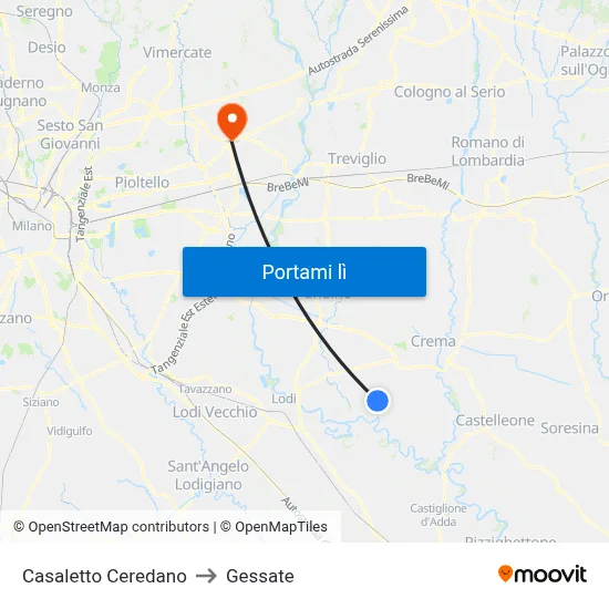 Casaletto Ceredano to Gessate map