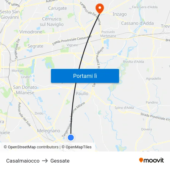 Casalmaiocco to Gessate map