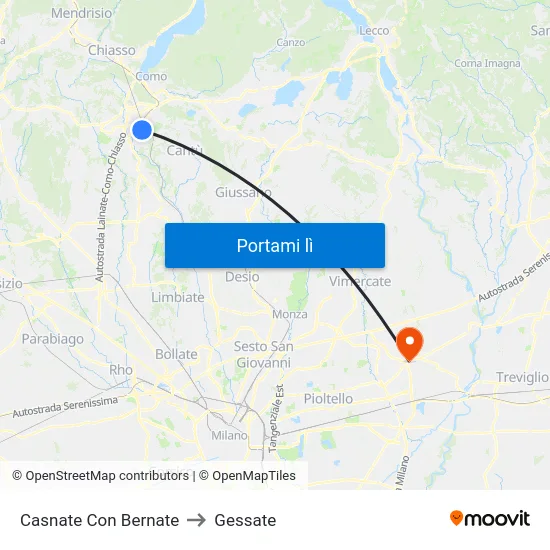 Casnate Con Bernate to Gessate map