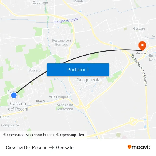 Cassina De' Pecchi to Gessate map