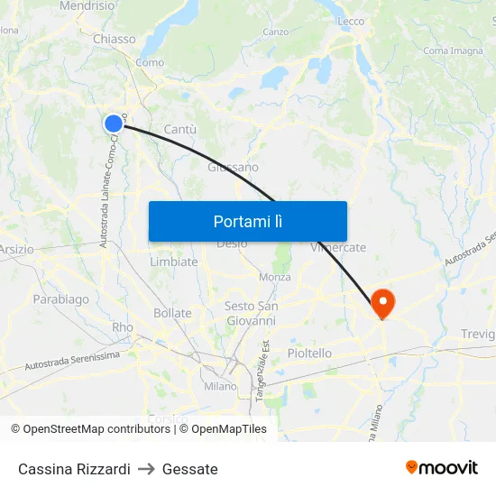 Cassina Rizzardi to Gessate map