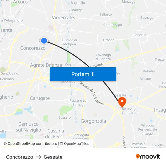 Concorezzo to Gessate map