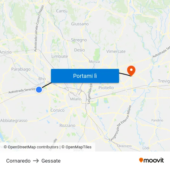 Cornaredo to Gessate map