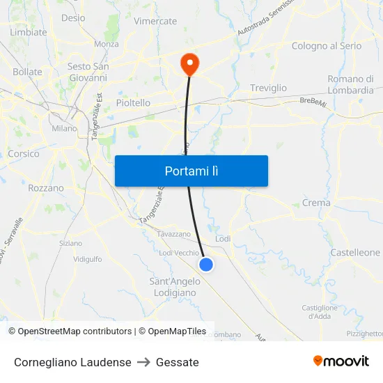 Cornegliano Laudense to Gessate map