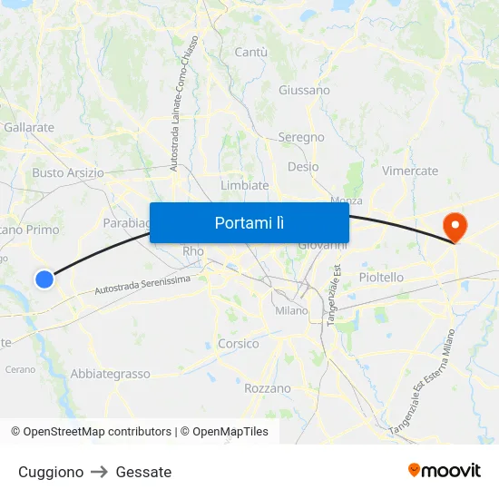 Cuggiono to Gessate map