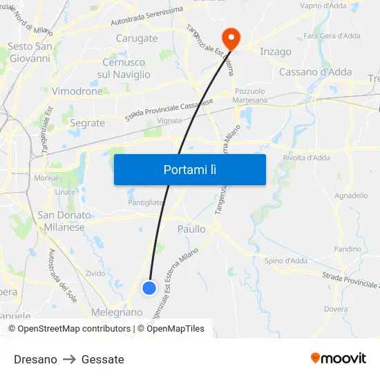 Dresano to Gessate map