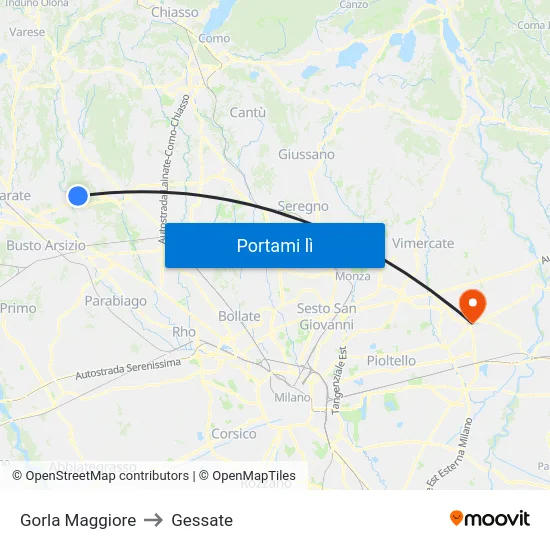 Gorla Maggiore to Gessate map