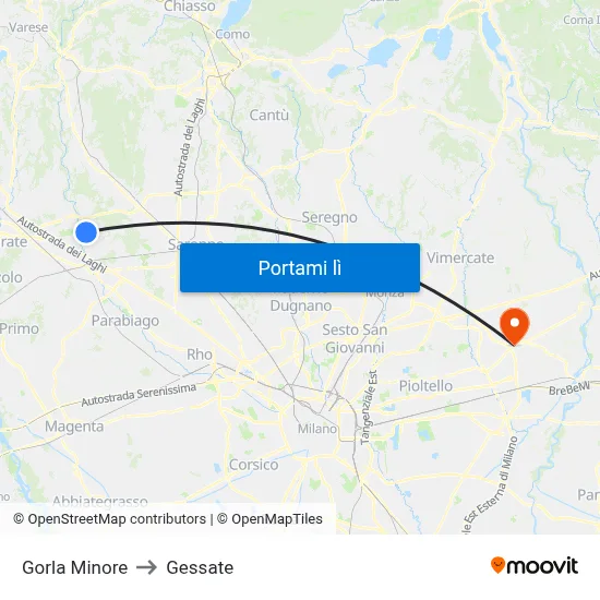Gorla Minore to Gessate map