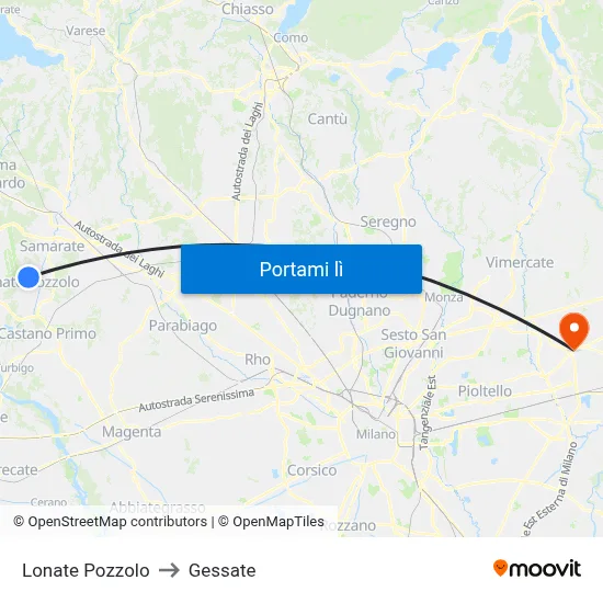 Lonate Pozzolo to Gessate map